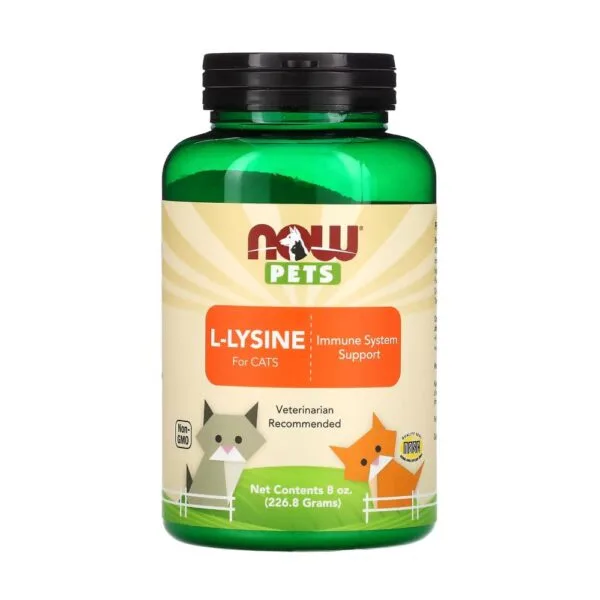 L-Lizina pentru Pisici (L-Lysine), 226.8 g, Now Foods