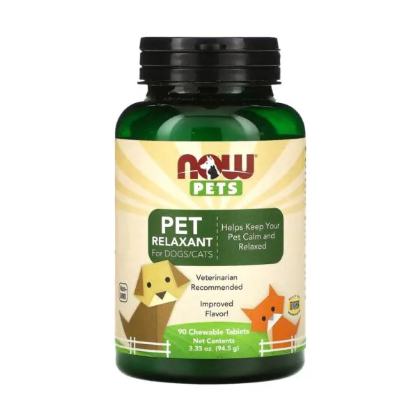 Pets Relaxant (Supliment Calmant pentru Caini si Pisici), 90 tablete masticabile, Now Foods