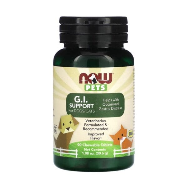 Pets GI Support (Probiotice Caini si Pisici), 90 tablete masticabile, Now Foods
