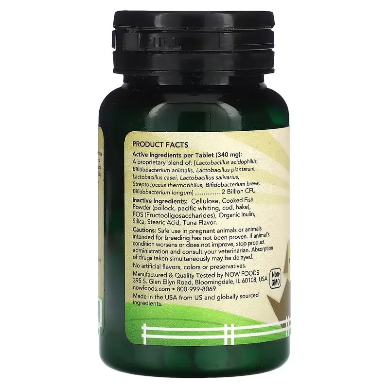 Pets G.I. Support (Probiotice Caini si Pisici), 90 tablete masticabile, Now Foods ingrediente