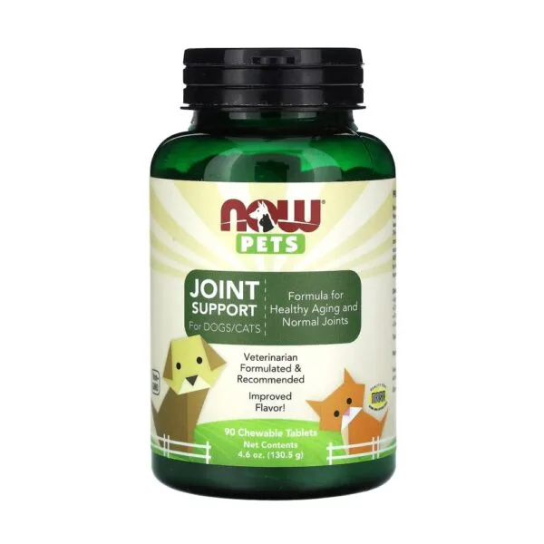 Pets Joint Support (Supliment pentru Articulatii pentru Caini si Pisici), 90 tablete masticabile, Now Foods